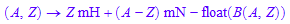 (A, Z) -> Z*mH + (A - Z)*mN - float(B(A, Z))