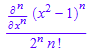 diff((x^2 - 1)^n, x $ n)/(2^n*n!)