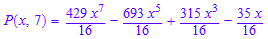 P(x, 7) = (429*x^7)/16 - (693*x^5)/16 + (315*x^3)/16 - (35*x)/16