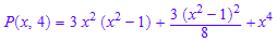 P(x, 4) = 3*x^2*(x^2 - 1) + (3*(x^2 - 1)^2)/8 + x^4