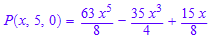 P(x, 5, 0) = (63*x^5)/8 - (35*x^3)/4 + (15*x)/8