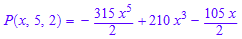 P(x, 5, 2) = - (315*x^5)/2 + 210*x^3 - (105*x)/2