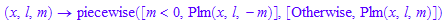 (x, l, m) -> piecewise([m < 0, Plm(x, l, -m)], [Otherwise, Plm(x, l, m)])